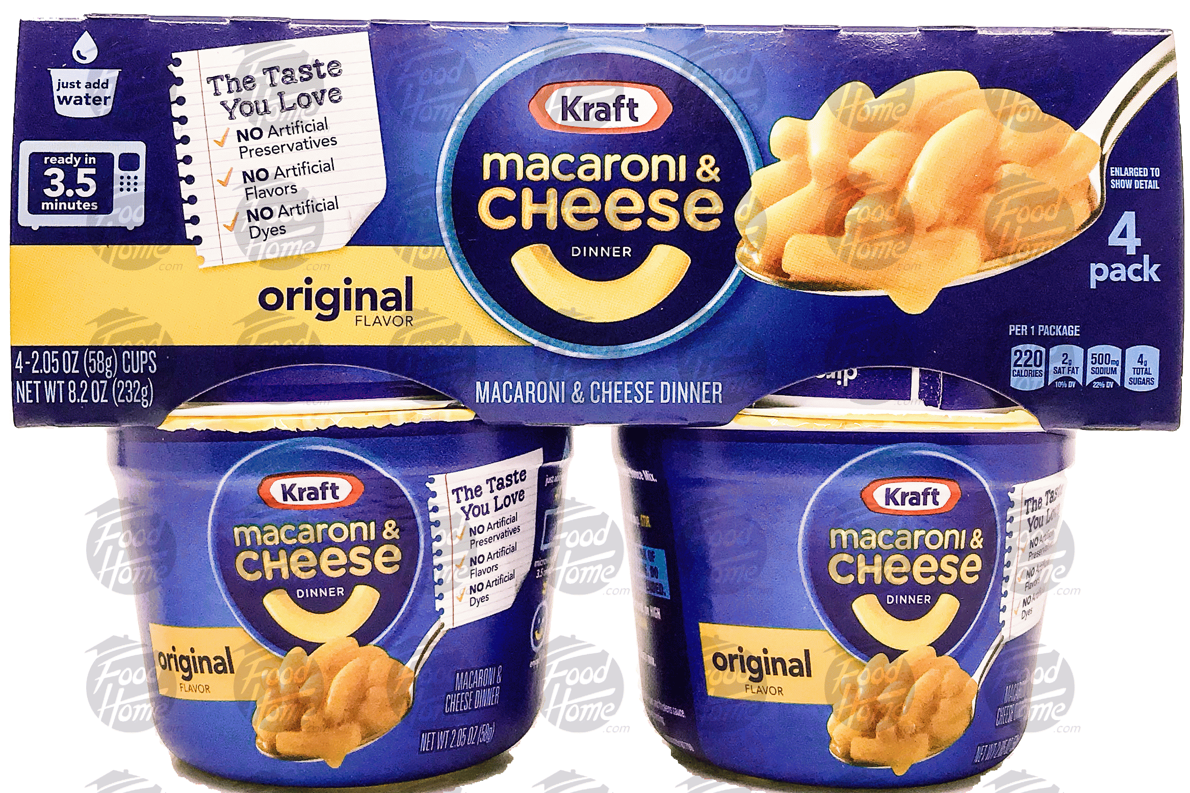 Kraft  macaroni & cheese dinner, just add water, 4 2.05-ounce Full-Size Picture